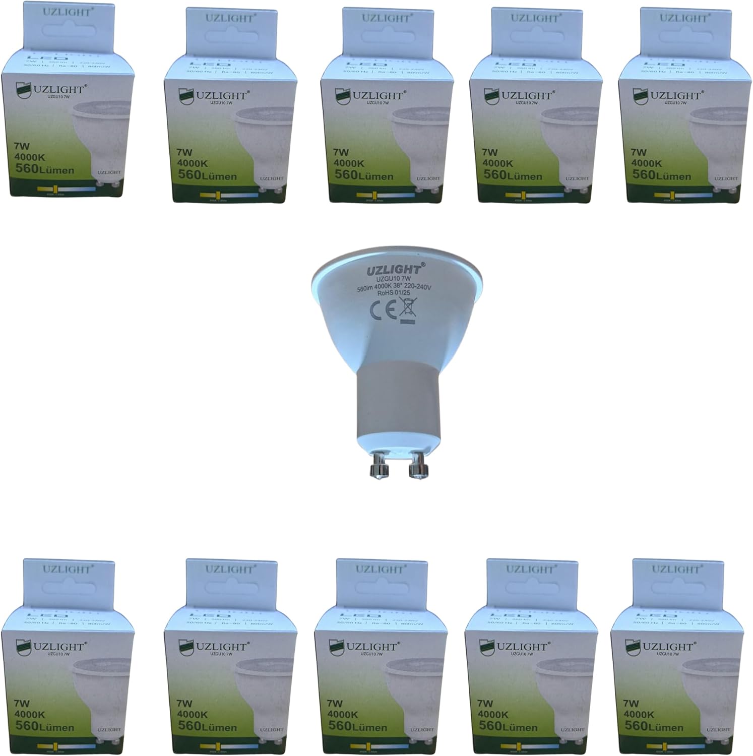 Alternative view of 10 Adet 7W 4000K GU10 Duy 38° Gün Işığı Led Spot Ampul UZLIGHT