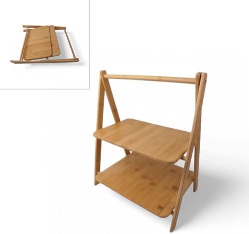 Alternative view of 2 Katlı Dikdörtgen Bambu Servis Sunum Seti Büyük Boy, Kuru Pasta, Kurabiye ve Kek Sunumları İçin Büyük Boy (38cm-30cm-22.5cm)