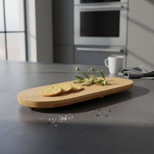 Alternative view of Ayaklı Bambu Sunum Tabakları, Ayaklı Bambu Sunumluk, Kek, Börek, Çörek ve Çikolata Sunum Tepsisi Yuvarlak Kenarlı Oval Sunumluk (32xm*12cm*1,5cm)