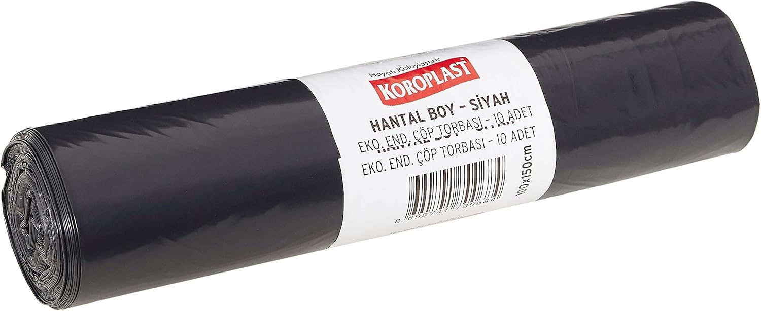 Ekonomik Endüstriyel Çöp Torbası Hantal Siyah 10’lu 100×150 cm, Kalın & Yırtılmaz, Sızdırmaz, Çift Katlı, Geri Dönüştürülebilir, Fabrika, Depo, Kafe, Otel, İnşaat Alanı, Hastane, Bahçe