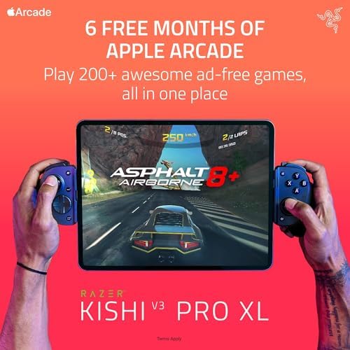 Kishi V3 Pro XL - Tam boyutlu tabletler için USB-C oyun kumandası - 13 inç'e kadar iPad'ler ve tabletler - Tak ve Çalıştır - Kaymayı önleyen analog çubuklar, Siyah
