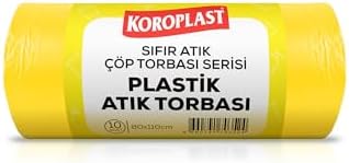 Alternative view of Plastik Atıklar Çöp Torbası 10'lu 80×110 cm, Dayanıklı & Geniş Hacimli, Çift Katlı, Geri Dönüştürülebilir Çöp Poşeti, Mutfak, Bahçe, Ofis, Restoran, Okul, Fabrika, Piknik Alanı, Market, Depo