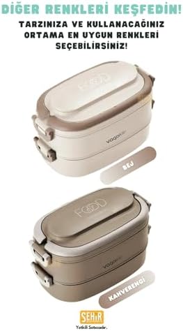 Alternative view of Bento 1140ml Lunchbox 2 Katlı 4 Bölmeli Mini Kaseli Çelik Sefer Tası Yemek Kutusu (Kahverengi)