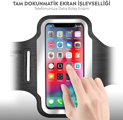 Alternative view of ile uyumlu 6,9" inç e Kadar Uyumlu Anahtar Koyma Bölmeli Spor Koşu Yürüyüş için Kol Bandı Siyah