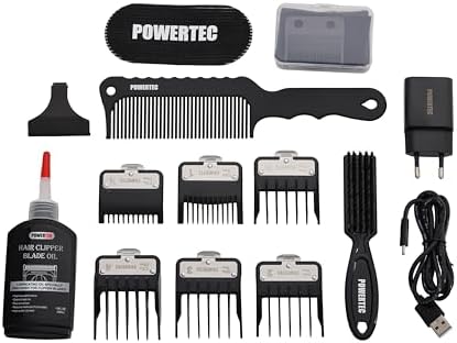 POWERTEC TR-4800 Tam Profesyonel 9.000rpm 8 Kademeli Saç-Sakal Kesim Makinesi +Yedek Seramik Bıçak Seti