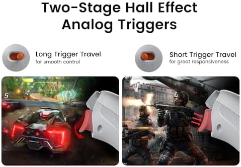 2 Lite kablosuz kontrol cihazı, Hall efektli Joysticks & Triggers, 2.4G & Wired 1000 Hz polling rate, makro back butonları, PC GamePad PC/Switch/Steam/iOS/ ile uyumlu (gri)
