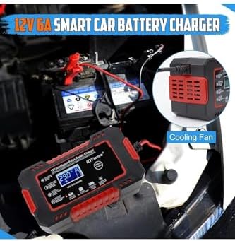 Kapvoe Rj Tianye 12V 6A Araba Motosiklet Kurşun Asit Akü Şarj Cihazı Auto Islak Kuru Jel Onarım Led Ekran