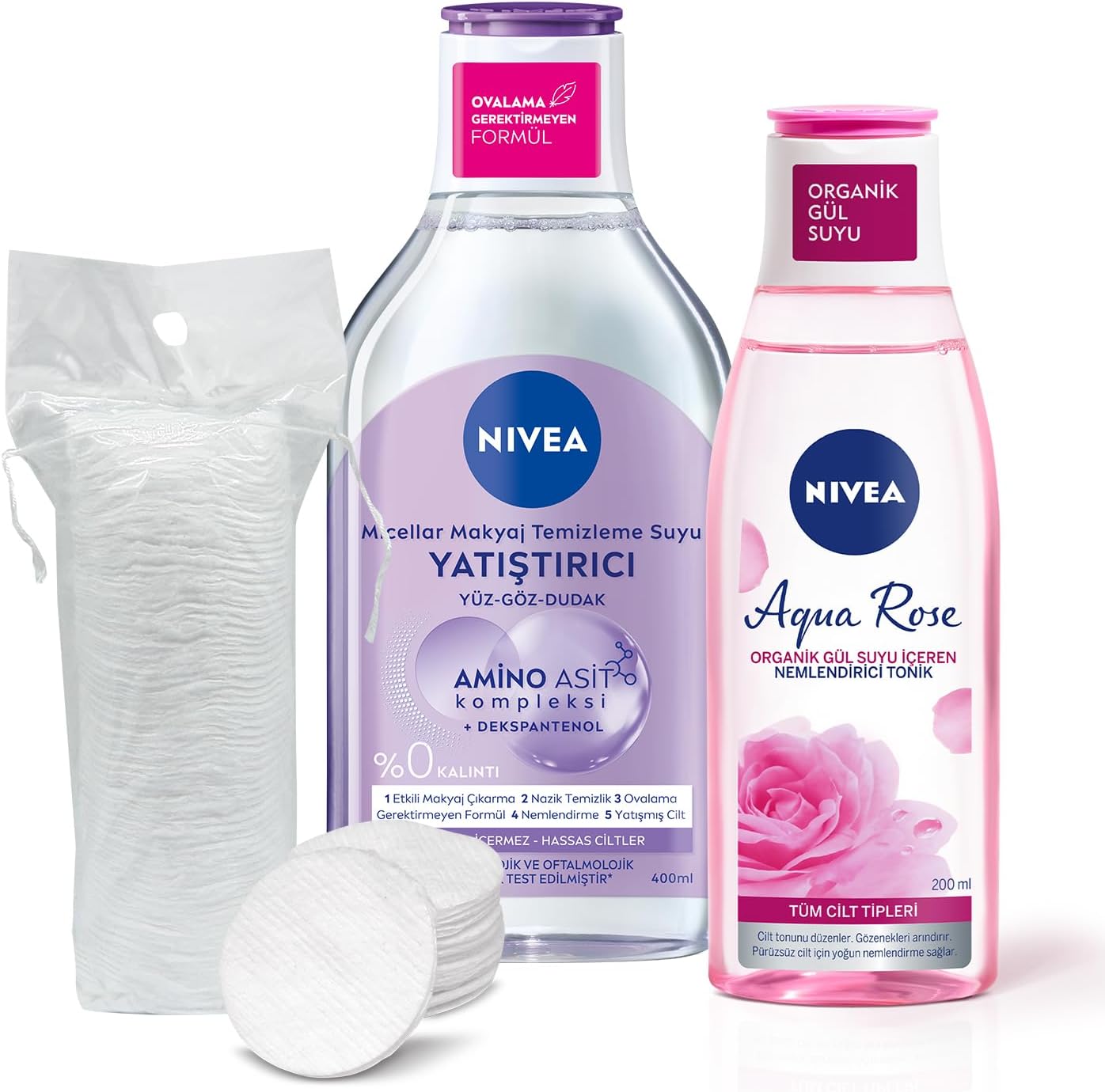 Alternative view of Yatıştırıcı Micellar Makyaj Temizleme Suyu 400ml ve Aqua Rose Nemlendirici Tonik 200ml, Pamuk Hediye