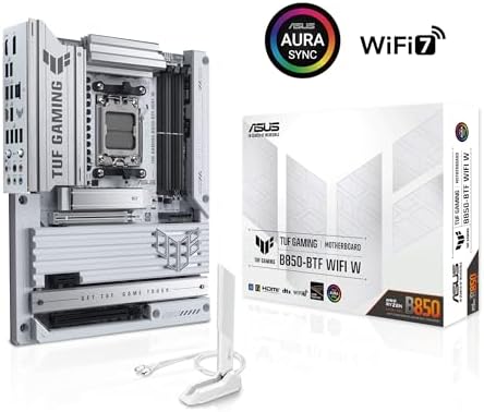Alternative view of TUF GAMING B850-BTF WIFI W AMD B850 AM5 DDR5 8000 DP HDMI 3x M2 USB3.2 WiFi 7 + BT AURA RGB 2.5Gbit LAN ATX 14+2+1 Güç Aşamaları, Anakart Arkasına Konumlandırılan Kablo Bağlantıları