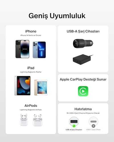 Alternative view of 2'li Örgülü USB-A - Lightning Kablo, 1,5 m, Yumuşak, Esnek ve Hızlı Şarj Kablosu, 14 ve Önceki Modeller, 9. Nesil iPad ve AirPods ile Uyumlu, Siyah