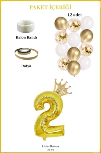 Alternative view of 2 Rakam Folyo Balon, Kral Tacı Ve Konfetili Balon