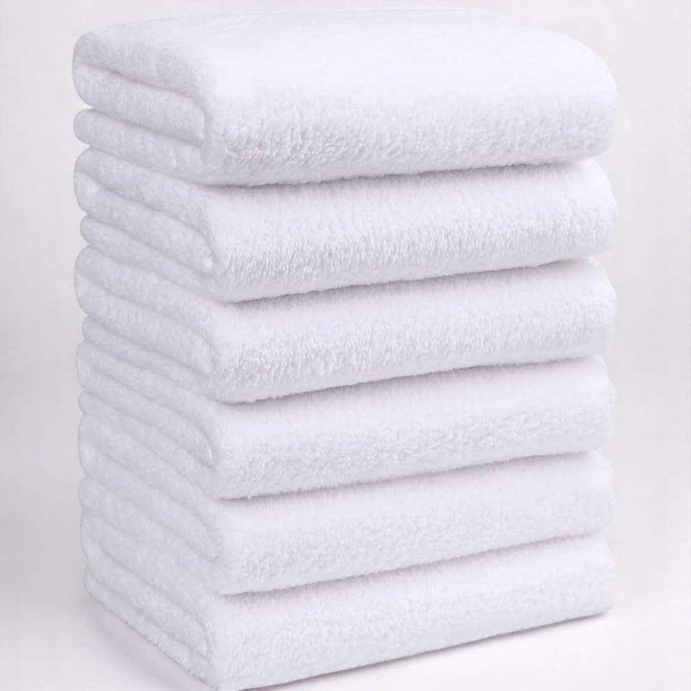 6'lı Beyaz Banyo Havlusu - 70x140 Cm, 490 Gr,%100pamuk, Spa Ve Otel Havlusu, Günlük Kullanıma Uygun