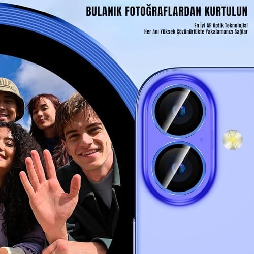 Alternative view of 16/16 Plus için Kamera Koruyucu Alüminyum Alaşım Çerçeveli Tempered Glass Kamera Lens Koruyucu (MAVİ)
