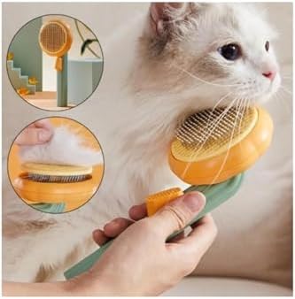 Alternative view of Bal Kabağı Tasarımlı Otomatik Temizlenen Tuşlu Evcil Hayvan Fırçası Kedi Köpek Tüy Toplayıcı Tarak