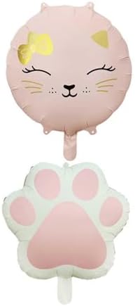 Alternative view of Retro Pembe Renkli Kedi ve Pati Folyo Balon Set