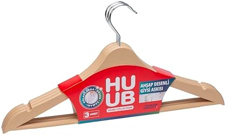 Alternative view of Ahşap Görünümlü Plastik Askı, Elbise Askısı, Gömlek Askısı, Pantolon Askısı, Tişört Askısı (12, BEJ)