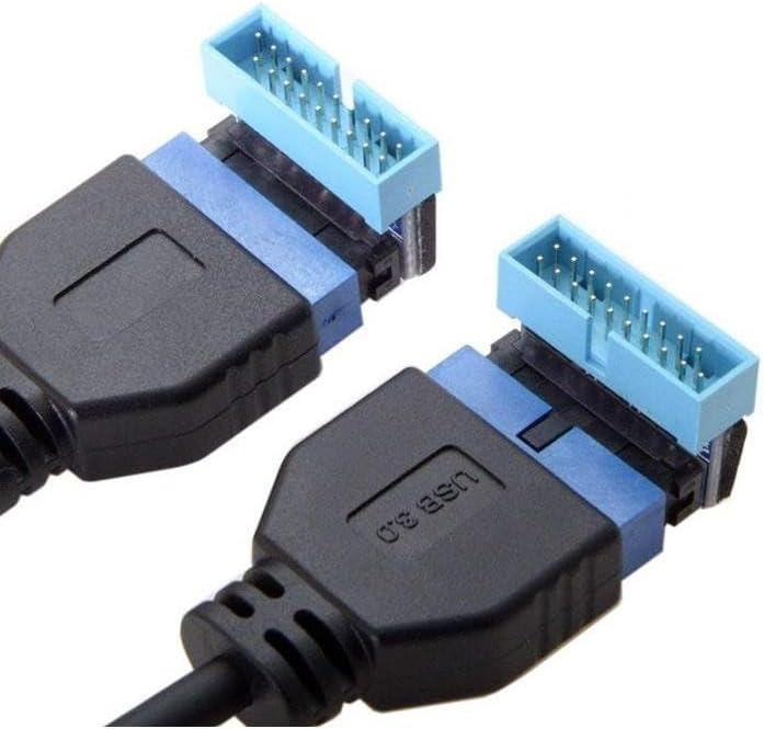 4976 USB 3.0 19 20 Pin Dişi Erkek 90 Derece Yön Değiştirme Uzatma Adaptörü 2 Adet