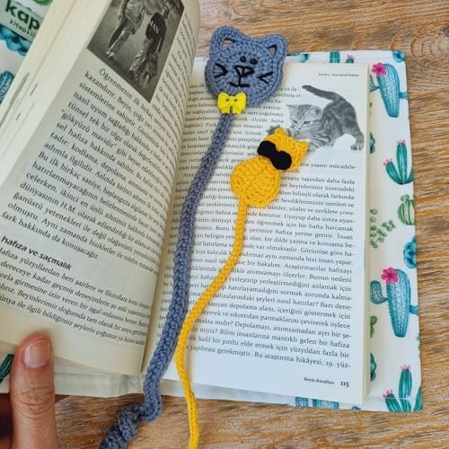Alternative view of 2'li El Yapımı Kedi Kitap Ayracı Seti, El Örgüsü Sevimli Figürler, Kitap Kurtları İçin Özel Hediye Fikri, Şık Okuma Yardımcısı