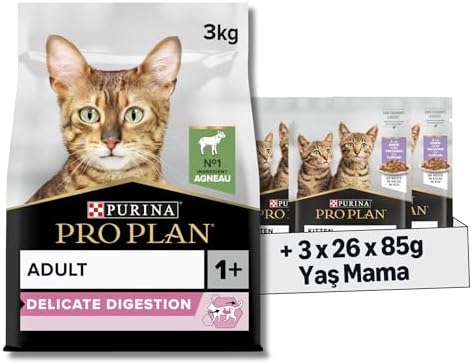 Alternative view of Pro Plan Delicate Kuzu Etli Kuru Kedi Maması 3 kg + Purina Pro Plan Healthy Start Sos İçinde Hindi Etli Yavru Kedi Maması 85gr Pouch x 26 Adet x 3 Adet