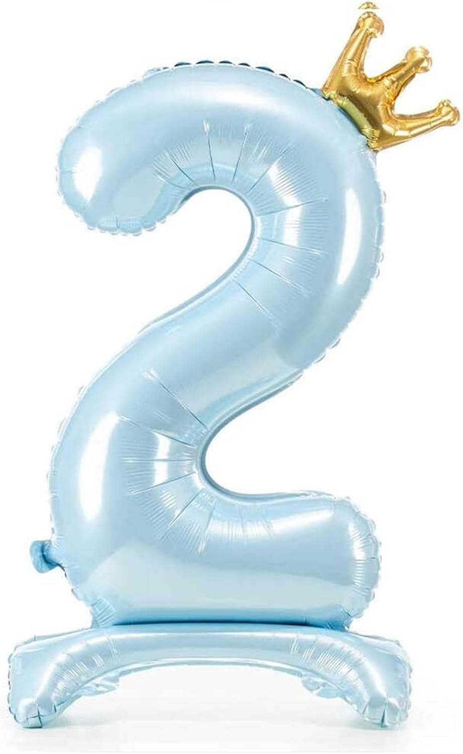 Alternative view of Ayaklı ve Kral Taç'lı Rakam Folyo Balon 34 İnç 76 Cm (Bebe Mavisi, 2)
