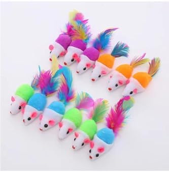 Renkli Peluş Fare Kedi Oyuncağı 8 Cm 3 lü