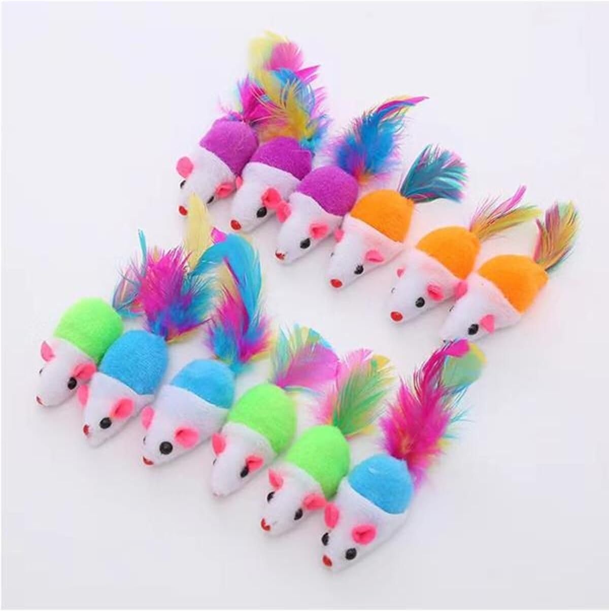 Alternative view of Renkli Peluş Fare Kedi Oyuncağı 8 Cm 3 lü