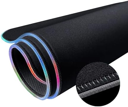 Raptor 90X40CM Mikrofiber Yüzey/Kaydırmaz Kauçuk Zemin 360° RGB Dikişli XXL Mousepad - Siyah