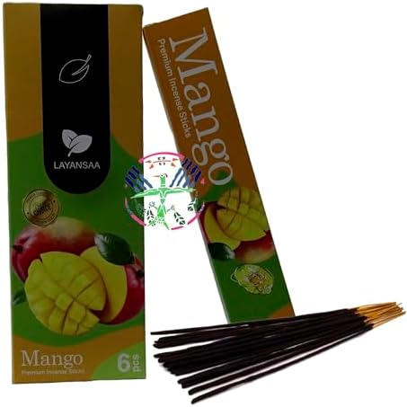 Layansaa Mango (Fresh) Kokusu Özel Aroma Kokusu Agarbatti Arınma 20 Adet 1 Paket Çubuk Tütsü