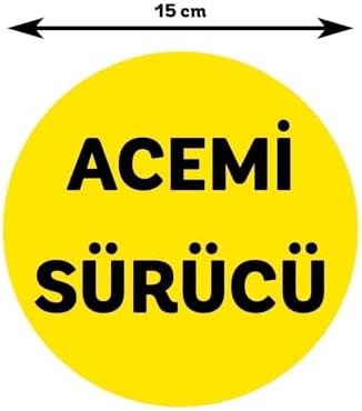 Alternative view of Parti Tasarla Sarı Zemin Üzerine Siyah Renk Acemi Sürücü Yazılı 15x15 Cm