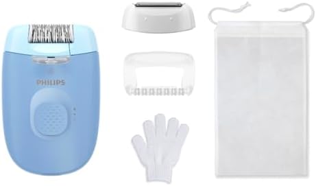 Epilasyon Cihazı, Taşınabilir Kompakt Tasarım, LED Işıklı Yıkanabilir Başlık, Masaj ve Tıraş Başlığı, Peeling Eldiveni Hediyeli, 4 Haftaya Kadar Pürüzsüzlük, Açık Mavi Renk, BRE247/05