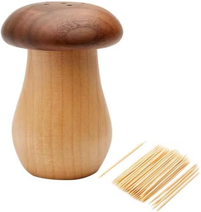 Alternative view of Doğal Bambu Mantar Görünümlü 2'li Tuzluk ve Biberlik Seti - 8 cm Akasya ve Bambu Karışımı Şık Baharatlık Takımı