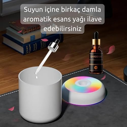 Alternative view of 300 ml Ultrasonik Hava Nemlendirici ve Aroma Difüzörü – Işıklı Buhar Makinesi, Sessiz, LED Renkli Aydınlatma, Oda, Araç ve Ofis Kullanımı İçin