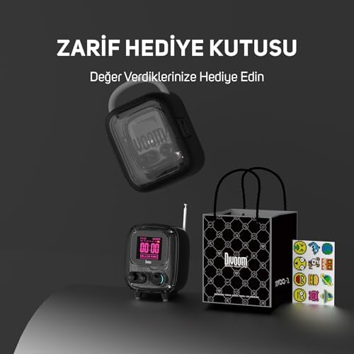 Tiivoo-2 FM radyolu taşınabilir Bluetooth hoparlör, piksel sanatı, retro, küçük, sevimli, kablosuz, vintage dekor, parti, ofis, çalışma masası, ev, yatak odası, mutfak için uygundur