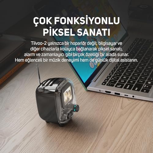 Alternative view of Tiivoo-2 FM radyolu taşınabilir Bluetooth hoparlör, piksel sanatı, retro, küçük, sevimli, kablosuz, vintage dekor, parti, ofis, çalışma masası, ev, yatak odası, mutfak için uygundur
