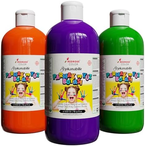 Yeşil, Mor, Turuncu Parmak Boyası 3'lü Set 3x500 gr