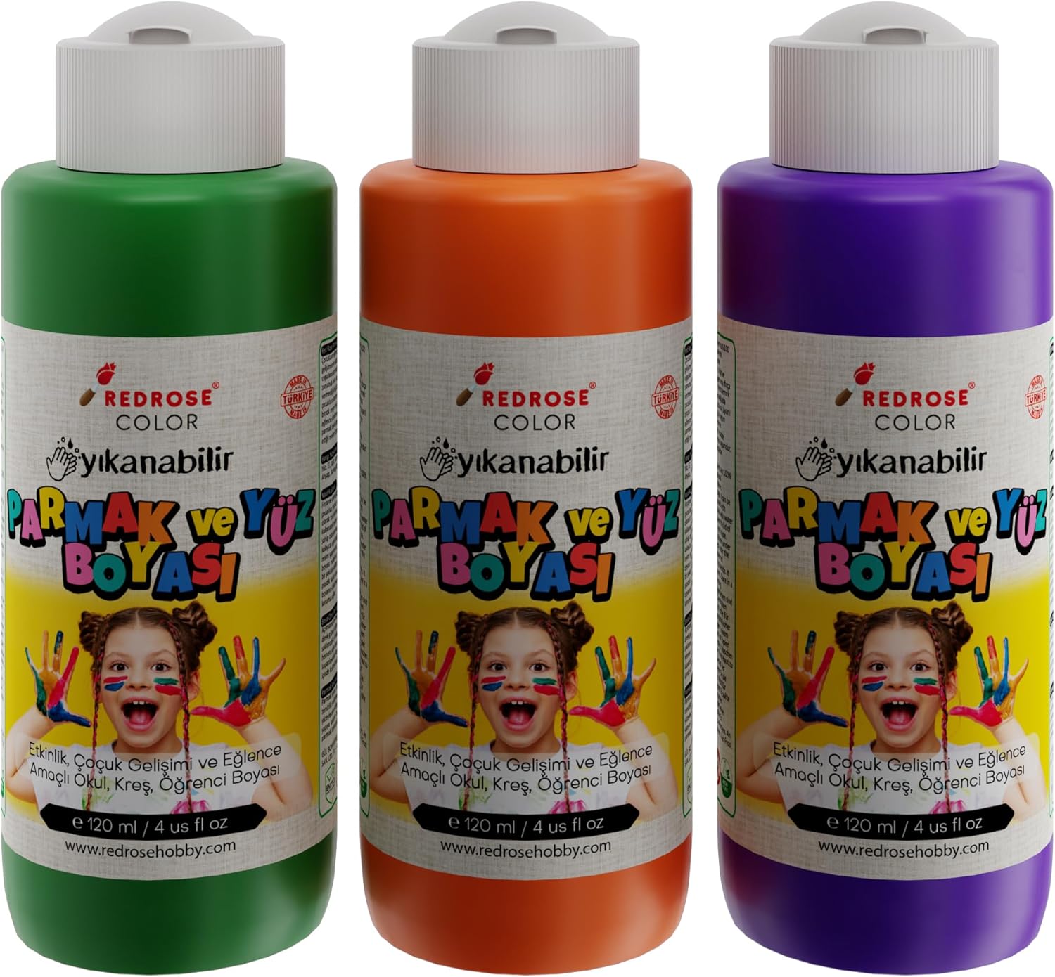 Alternative view of Yeşil-Mor-Turuncu Parmak Boyası 3'lü Set 3x120ml
