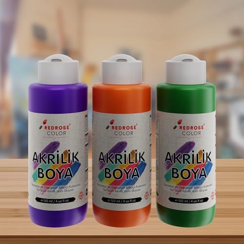 Alternative view of Yeşil, Mor, Turuncu Akrilik Boya 3'lü Set 3x120 ml