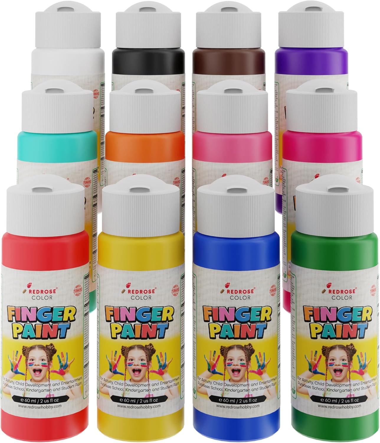 Tüm Renkler Parmak Boyası 12'li Set 12x60ml