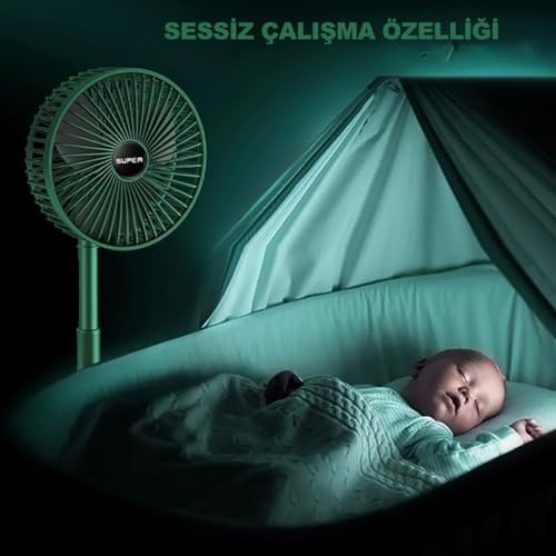 Alternative view of Masaüstü Vantilatör Şarjlı Vantilatör Yükselebilen Fan Soğutucu Fan Klima Serinletici 3 Kademeli Hız Ayarı Asorti Renk