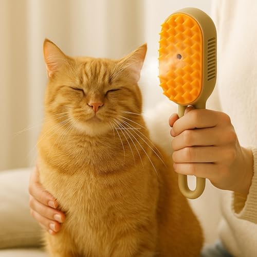 Alternative view of Buharlı Kedi Fırçası – 3'ü 1 Arada Tüy Temizleyici, Masaj ve Tırmık – USB Şarjlı, Su Hazneli, Kısa ve Uzun Tüylü Kediler için Uygun