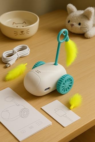 Alternative view of Şarjlı Fırfırlı Araba Modelli Hareketli Evcil Hayvan Oyuncağı, USB Şarjlı, Otomatik Dönüşlü, Kediler ve Küçük Köpekler İçin İnteraktif Oyuncak, Dayanıklı Eğlence Oyuncağı