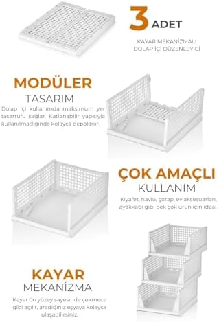 Alternative view of 3'lü Modüler Kayar Raflı Dolap İçi Düzenleyici Seti, Toprak
