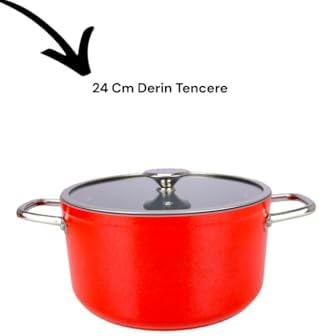 Alternative view of Akdeniz 7 Parça Metal Kulplu Döküm Tencere Seti Kırmızı