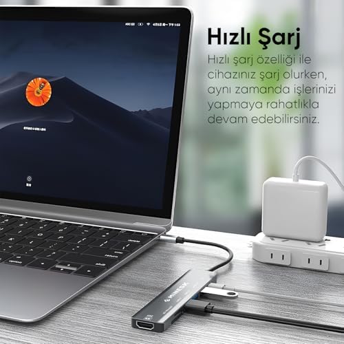 Alternative view of ile Uyumlu USB-C Hub Çoklayıcı HDMI/SD Card/Micro SD/USB 2.0/USB 3.0/USB-C/PD 100watt / bağlantı Port USB Çoklayıcı Adaptör (7-in -1 Multi Hub HDMI)