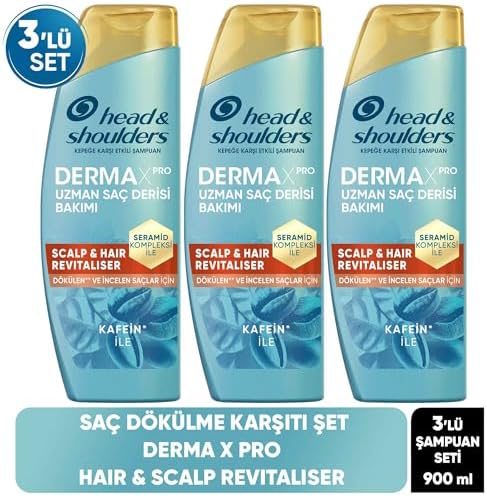 &Shoulders DermaXPRO Scalp & Hair Revitaliser Dökülme ve Kepek Karşıtı Şampuan Kafein ve Seramid ile 300ml 3lü paket