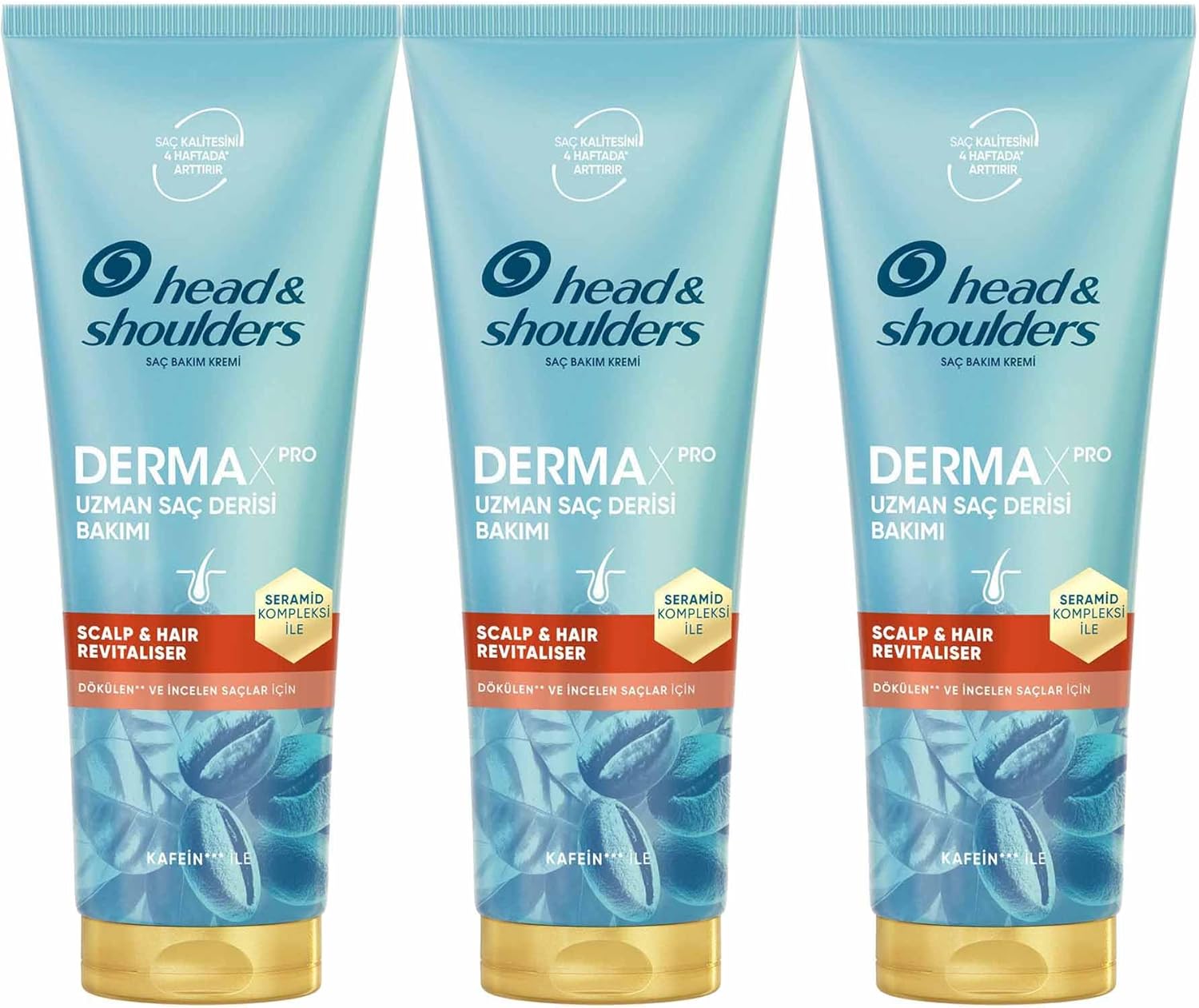&Shoulders DermaXPRO Scalp & Hair Revitaliser Dökülme Karşıtı Saç ve Saç Derisi Bakım Kremi Kafein ve Seramid ile 220ml 3lü paket