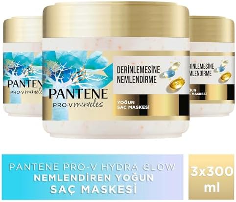 PANTENE PRO-V Miracles Hydra Glow Nemlendirici Maske Kuru Saçlar için 300 ml 3lü paket