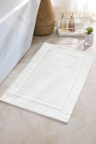 2'li Beyaz Ayak Havlusu - 50x70 Cm, 245 Gr,%100 Pamuk, Spa Ve Otel Banyo Paspası, Günlük Kullanıma Uygun