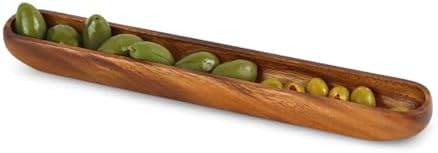 Alternative view of Akasya Ağacından Ahşap Zeytin Tabağı, Zeytinlik,Ahşap Zeytin Tepsisi El Yapımı Akasya Ahşap Uzun Kano Tekne Tarzı Çanak - Yemek Servis Tabağı Masa Orta Parça (35cm*5cm)