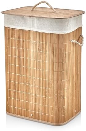 El Yapımı Hasır Katlanır Çamaşır Sepeti Dikdörtgen 72 Litre (40cm*30cm*61cm), Doğal Malzemeden Üretilmiş Çamaşırlık, Bambu Kirli Çamaşır Sepeti